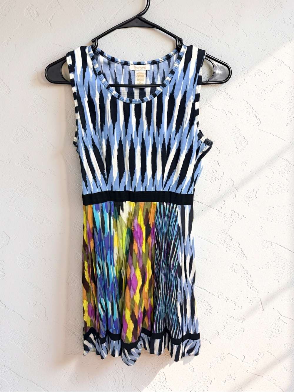 Sleeveless Multicolor Patterned Midi Dress - Blue & Multi